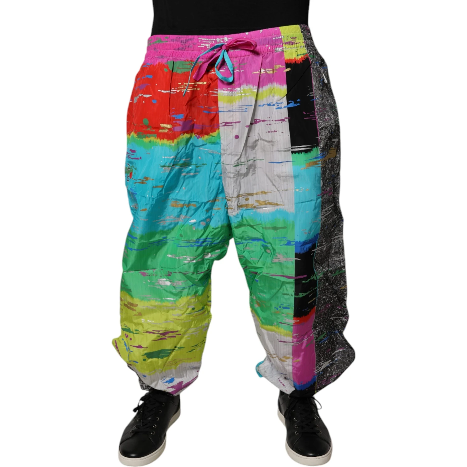 Multicolor Patchwork Mid Waist Sweatpants Pants