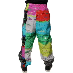 Multicolor Patchwork Mid Waist Sweatpants Pants