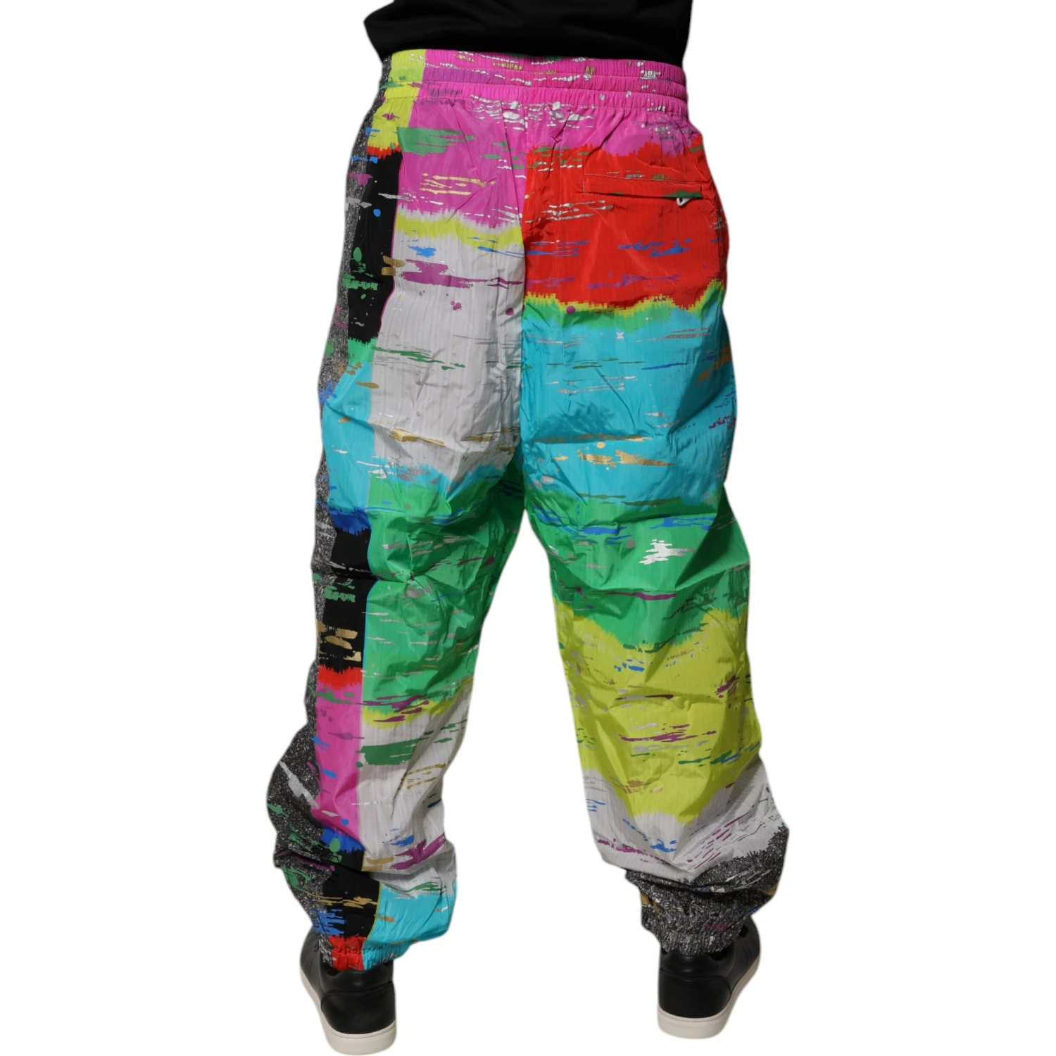 Multicolor Patchwork Mid Waist Sweatpants Pants