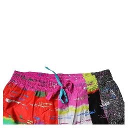 Multicolor Patchwork Mid Waist Sweatpants Pants