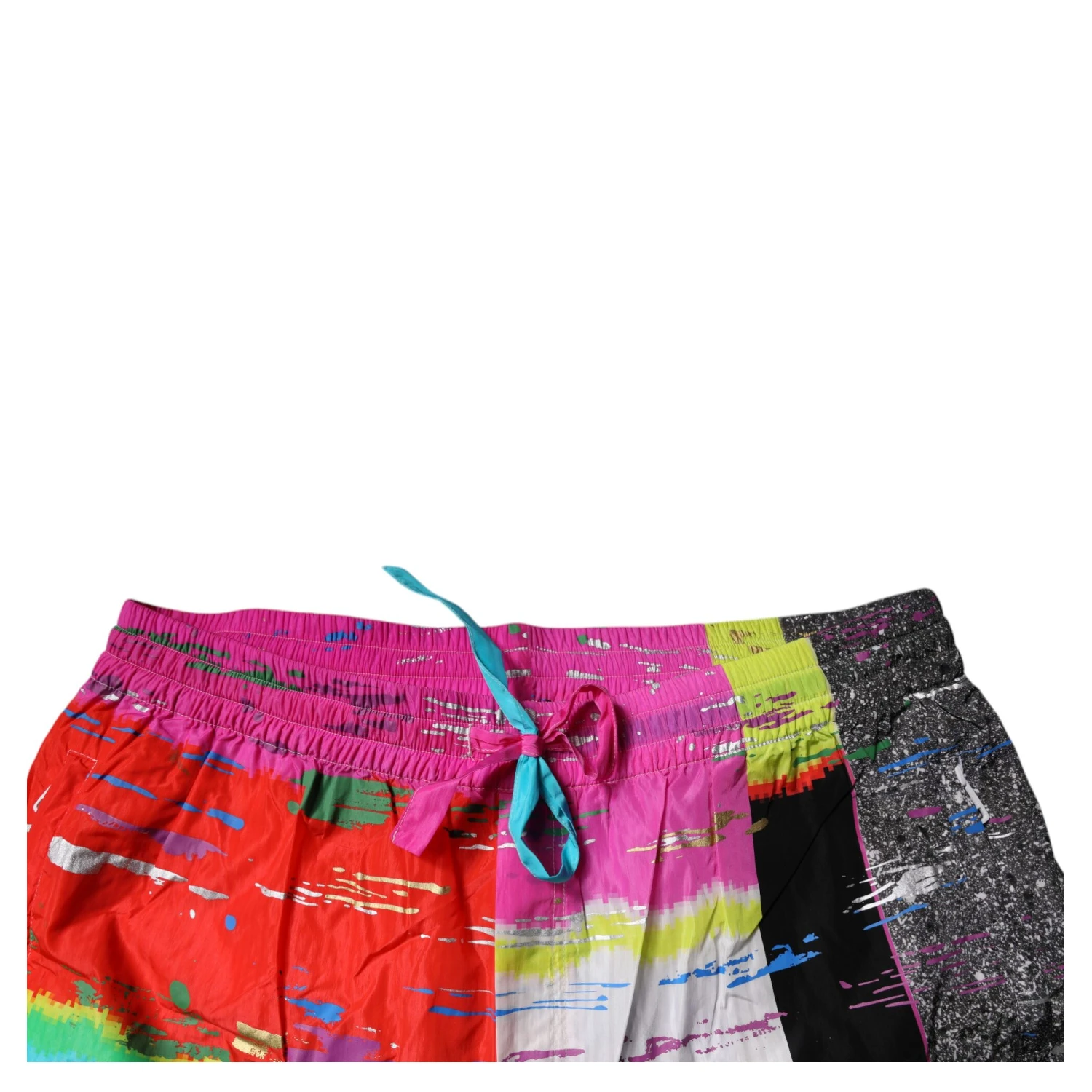 Multicolor Patchwork Mid Waist Sweatpants Pants