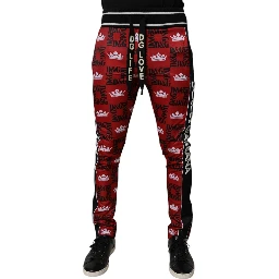 Red Crown Logo Monogram Men Sweatpants Pants