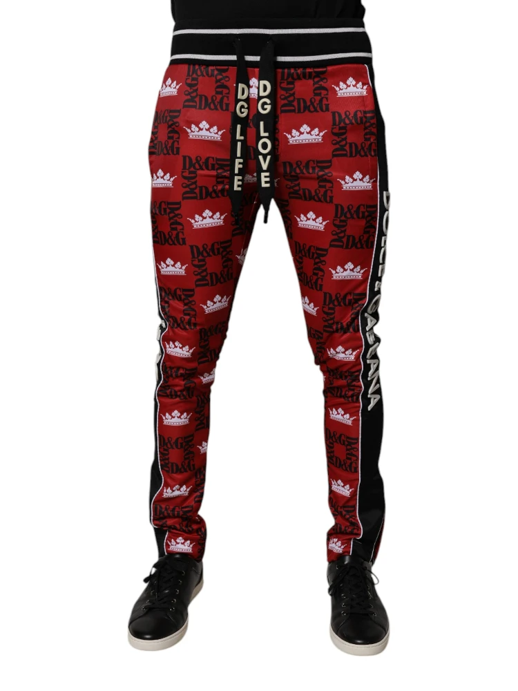 Red Crown Logo Monogram Men Sweatpants Pants