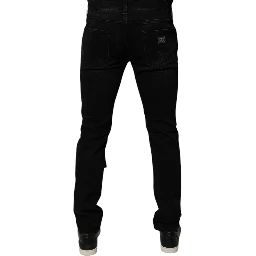 Black Ripped Cotton Skinny Men Denim Jeans