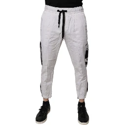White Cotton Cargo Jogger Sweatpants Pants