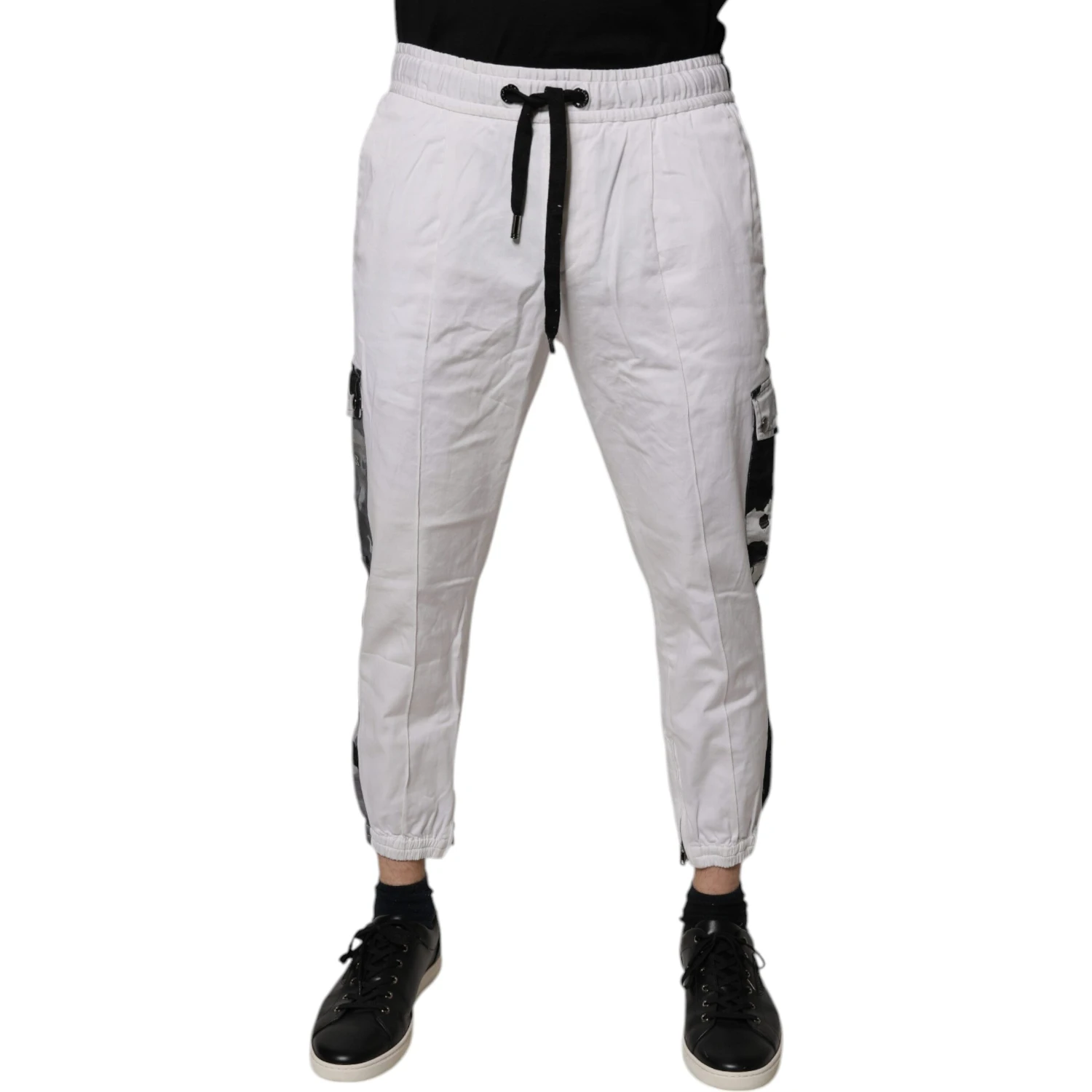 White Cotton Cargo Jogger Sweatpants Pants