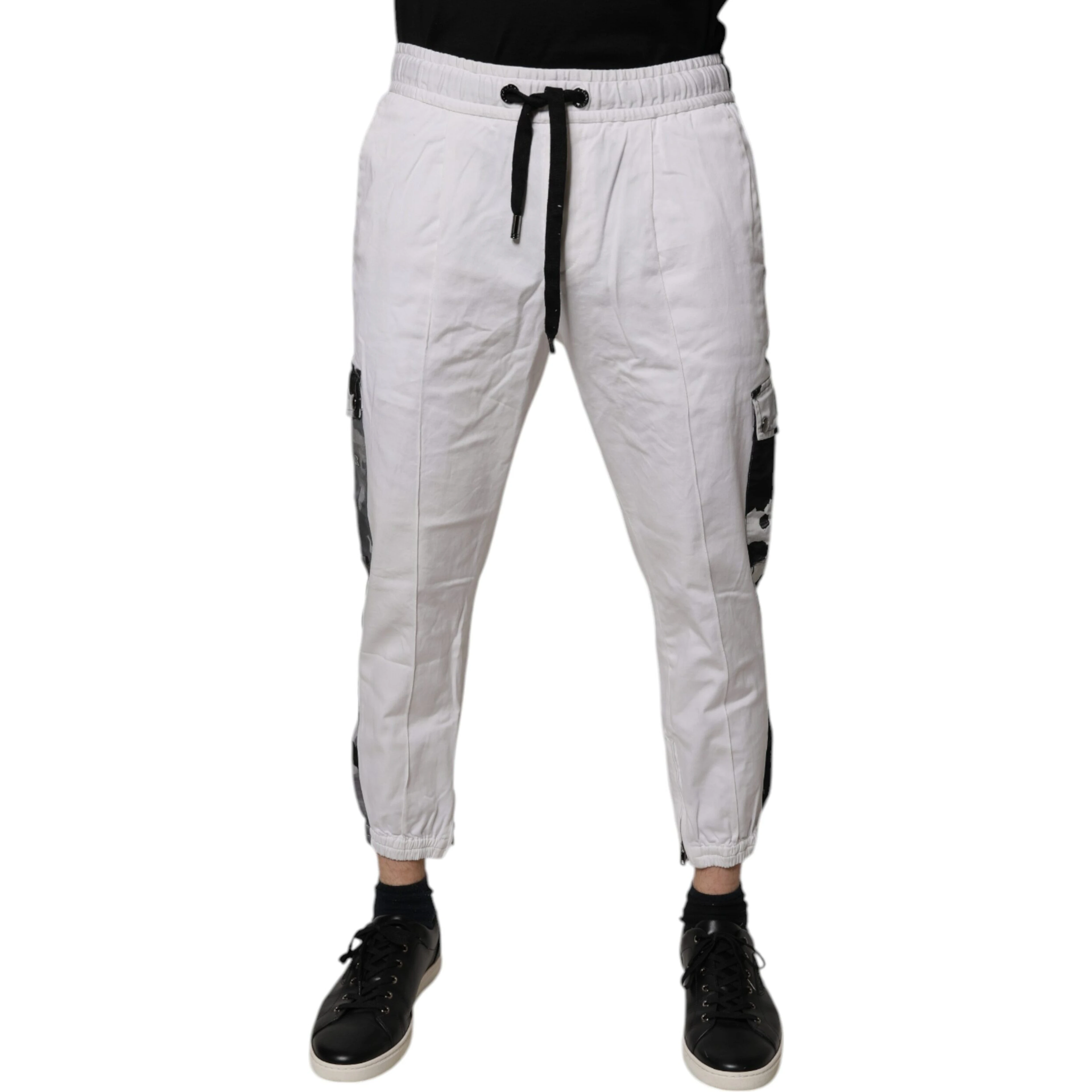 White Cotton Cargo Jogger Sweatpants Pants