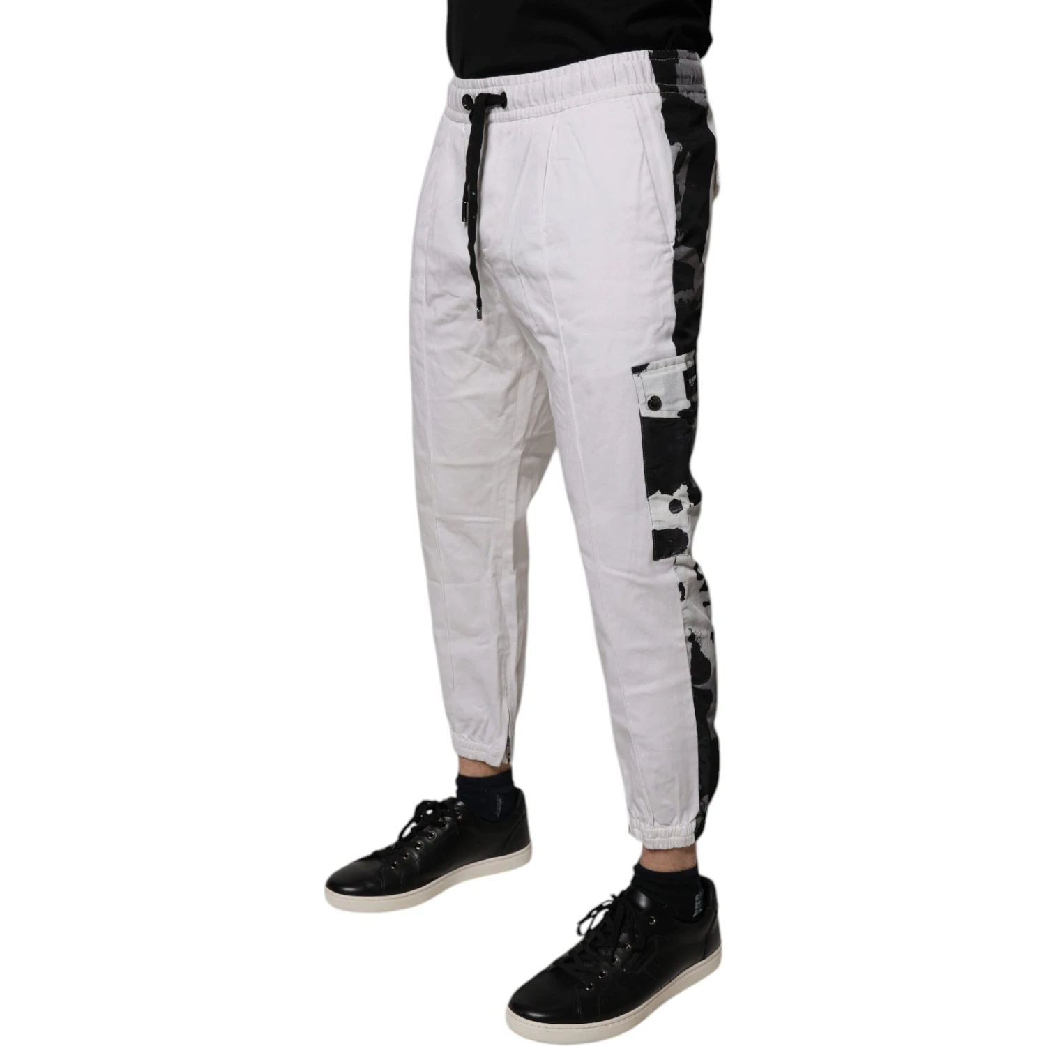 White Cotton Cargo Jogger Sweatpants Pants