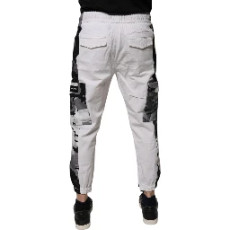 White Cotton Cargo Jogger Sweatpants Pants