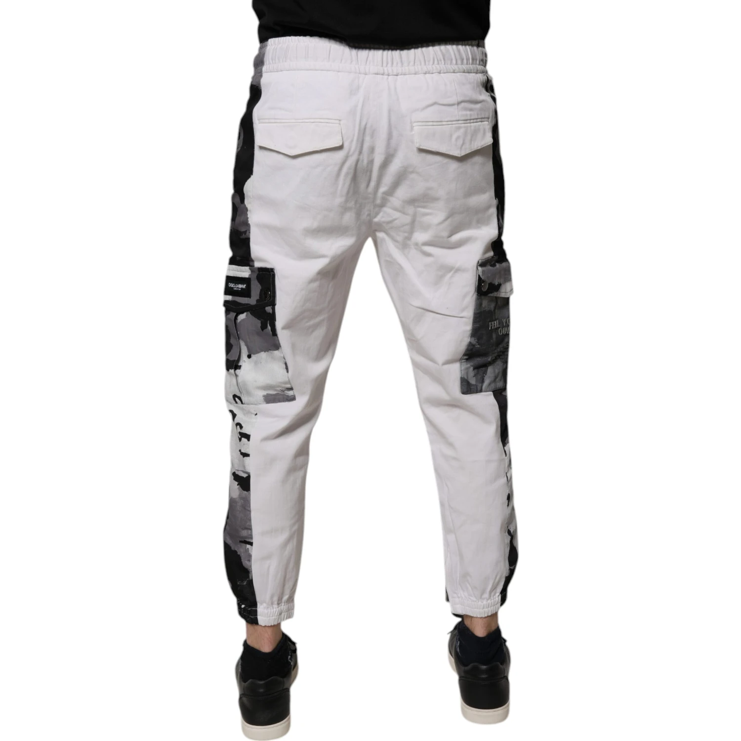 White Cotton Cargo Jogger Sweatpants Pants