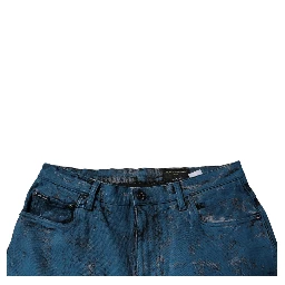 Blue Tie Dye Cotton Skinny Men Denim Jeans