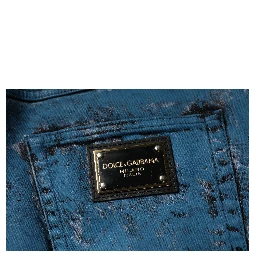 Blue Tie Dye Cotton Skinny Men Denim Jeans