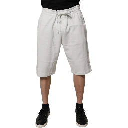 White Cotton Sweatshorts Men Bermuda Shorts