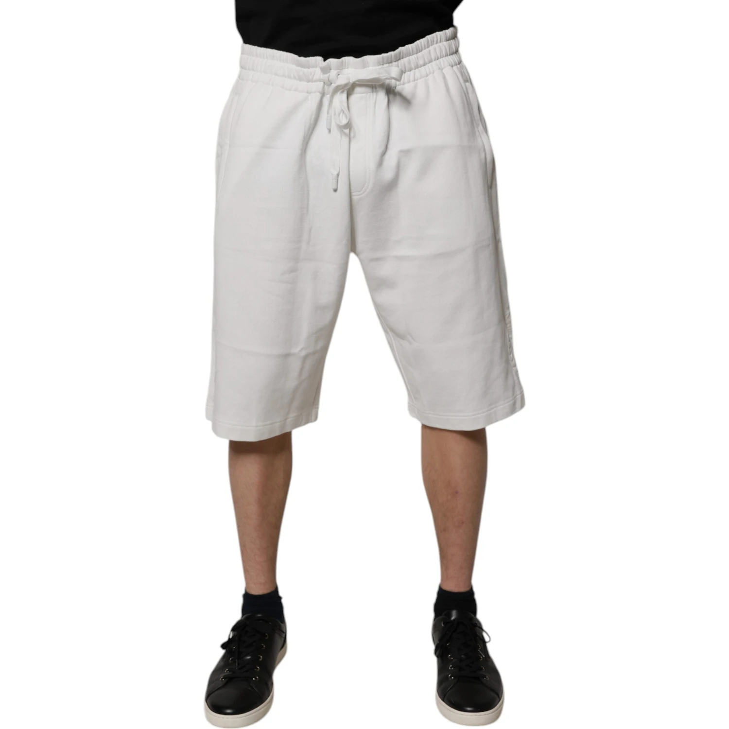 White Cotton Sweatshorts Men Bermuda Shorts