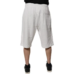 White Cotton Sweatshorts Men Bermuda Shorts