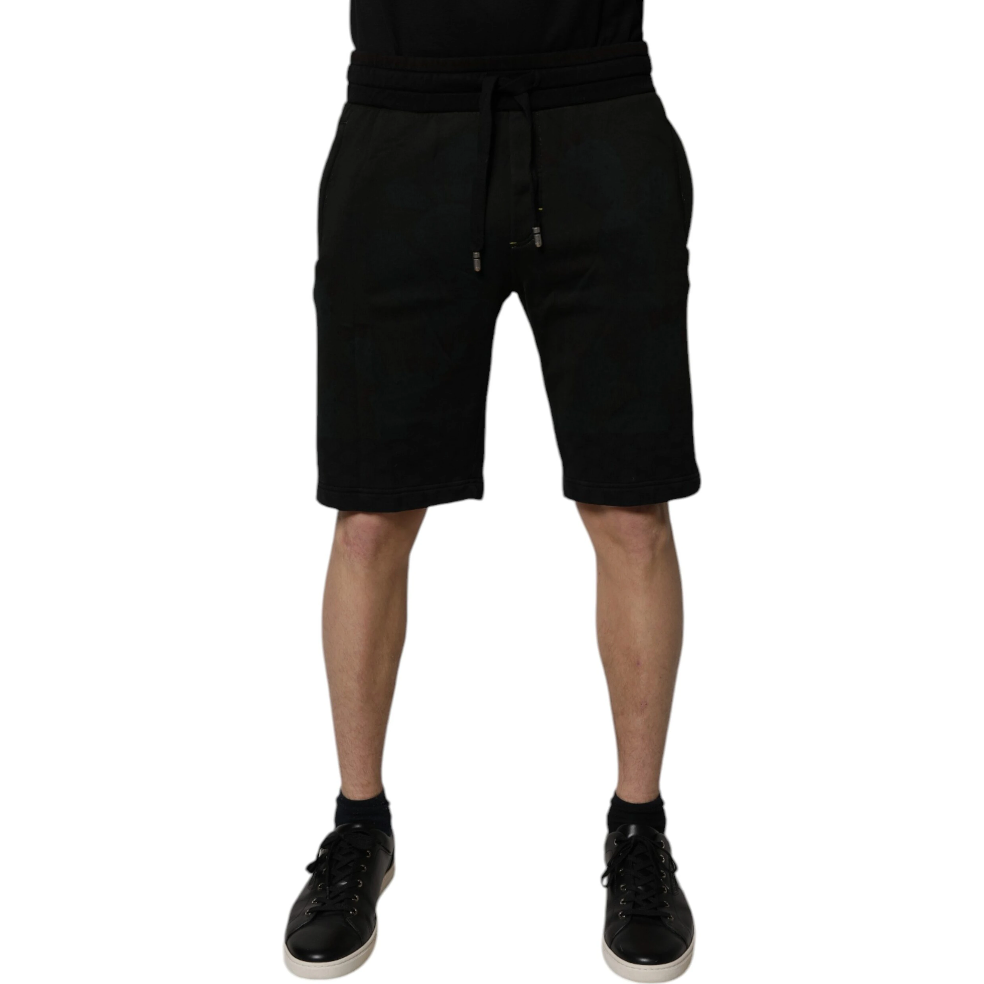 Black Cotton Sweatshorts Men Bermuda Shorts