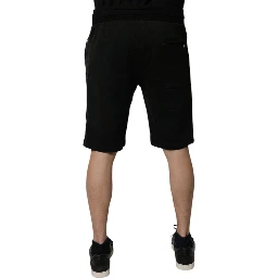 Black Cotton Sweatshorts Men Bermuda Shorts