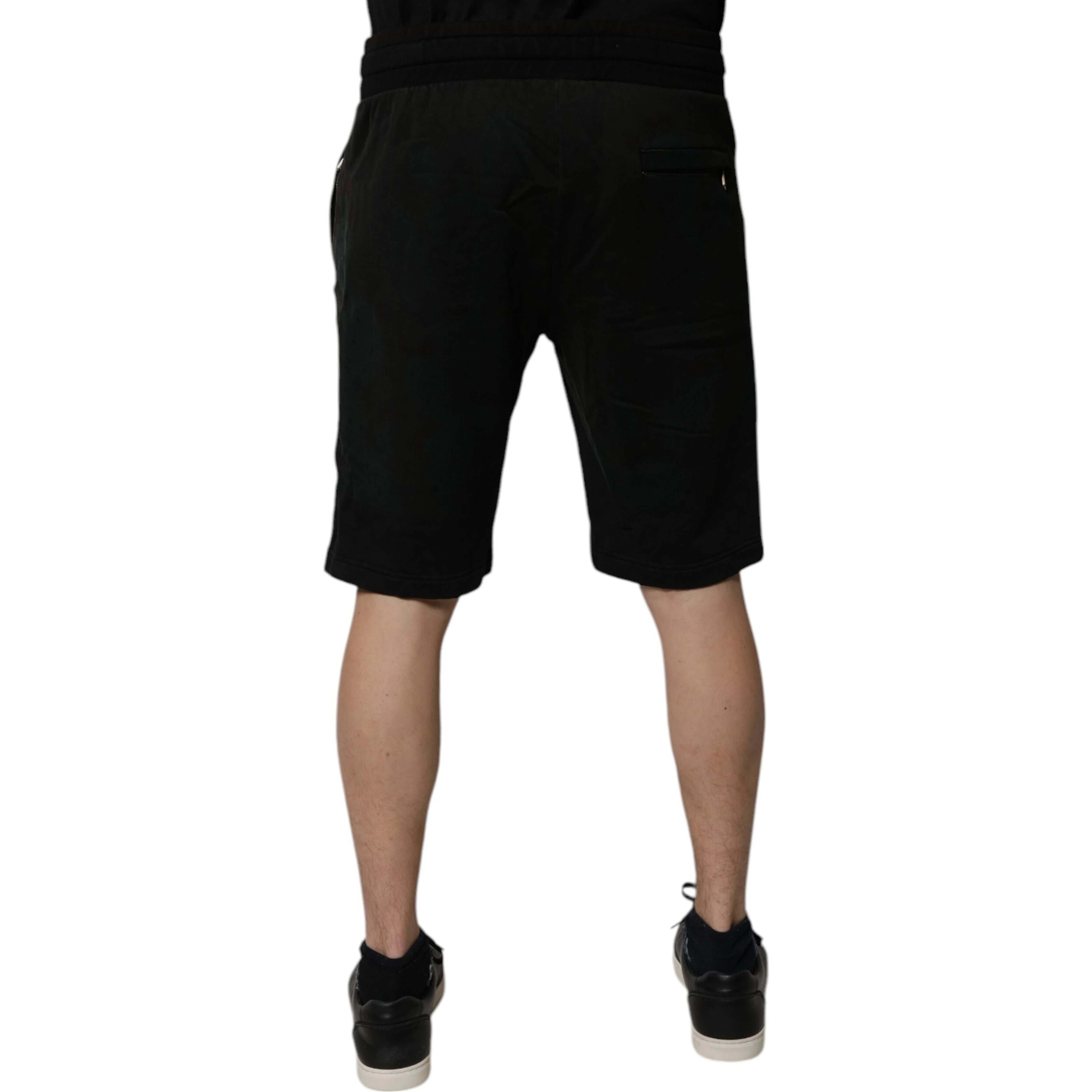 Black Cotton Sweatshorts Men Bermuda Shorts