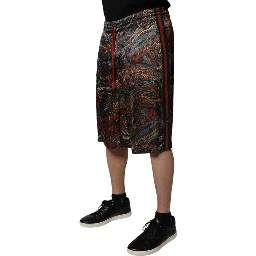 Multicolor Marble Print Trouser Bermuda Shorts