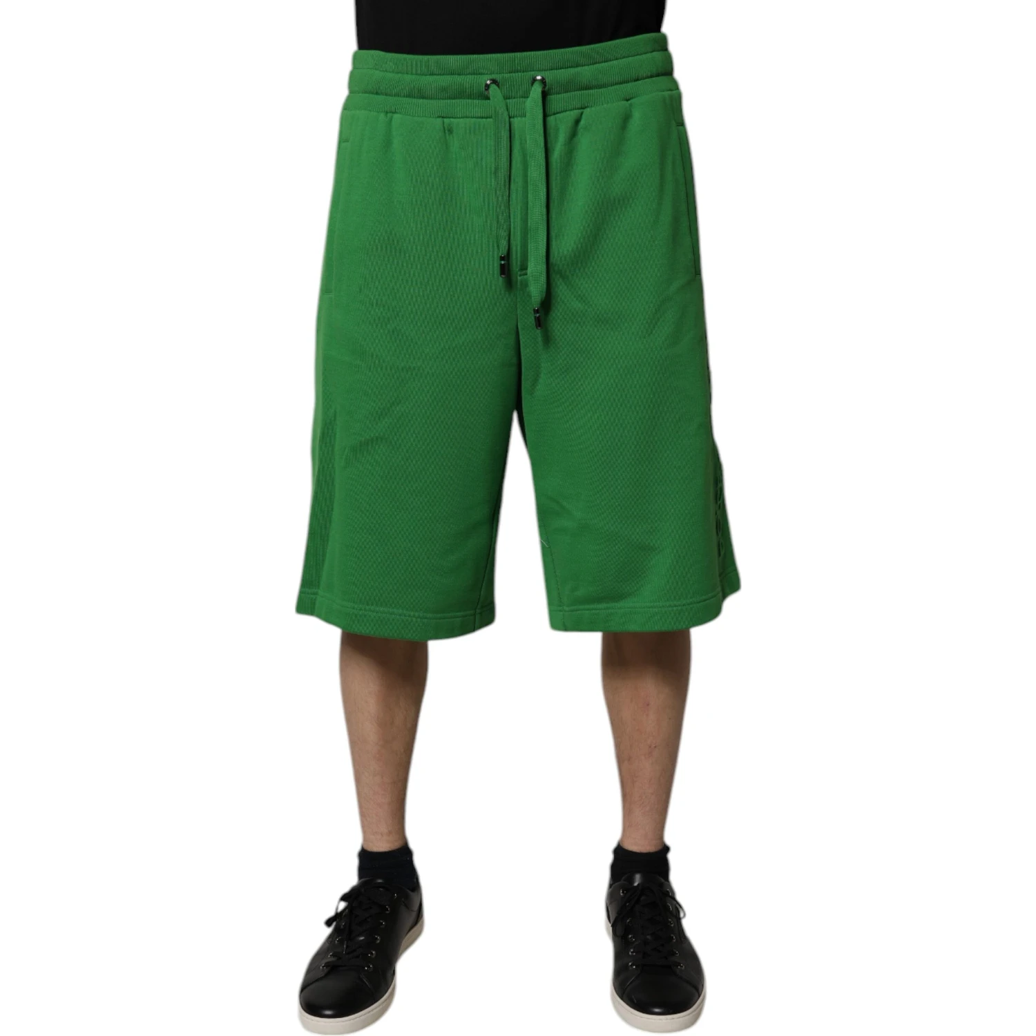 Green Cotton Men Sweatshorts Bermuda Shorts