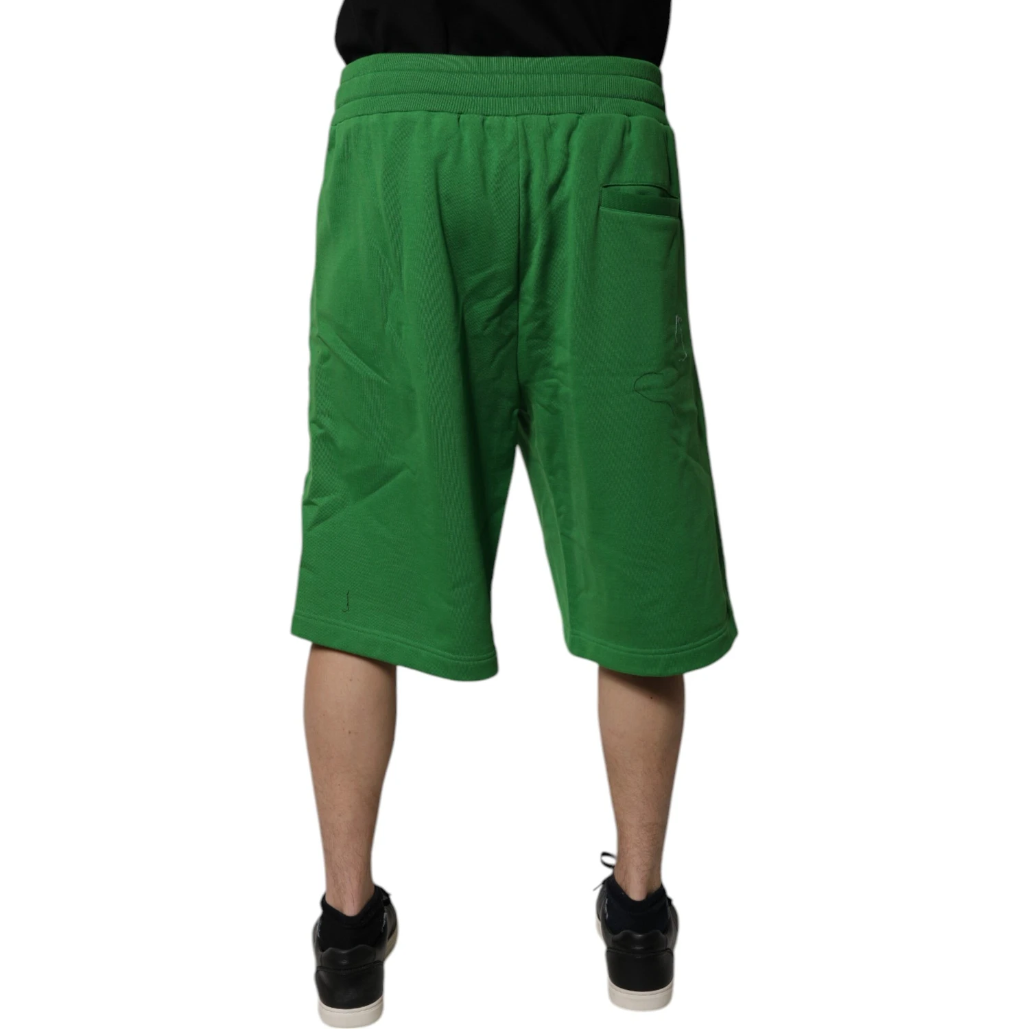 Green Cotton Men Sweatshorts Bermuda Shorts
