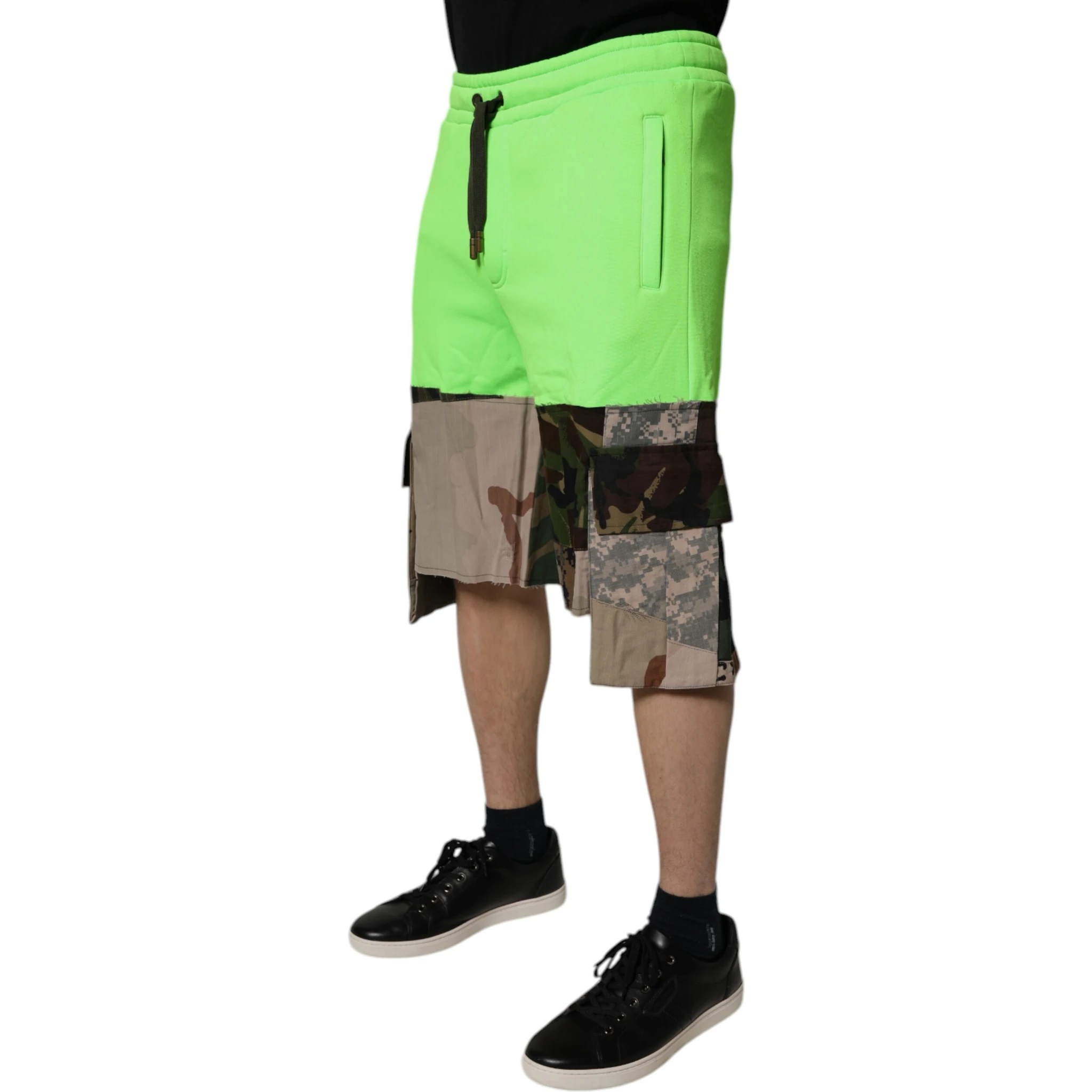 Green Patchwork Camouflage Men Cargo Shorts