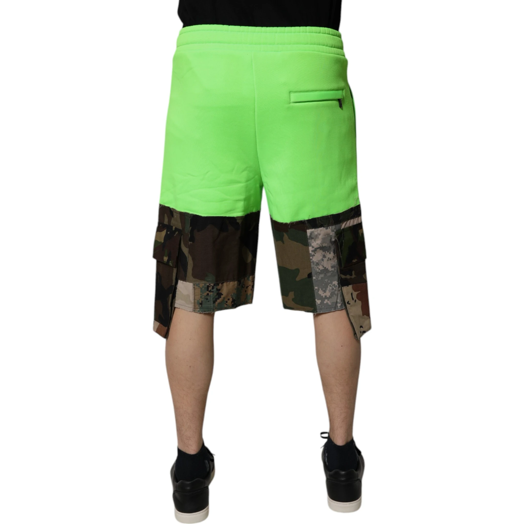 Green Patchwork Camouflage Men Cargo Shorts