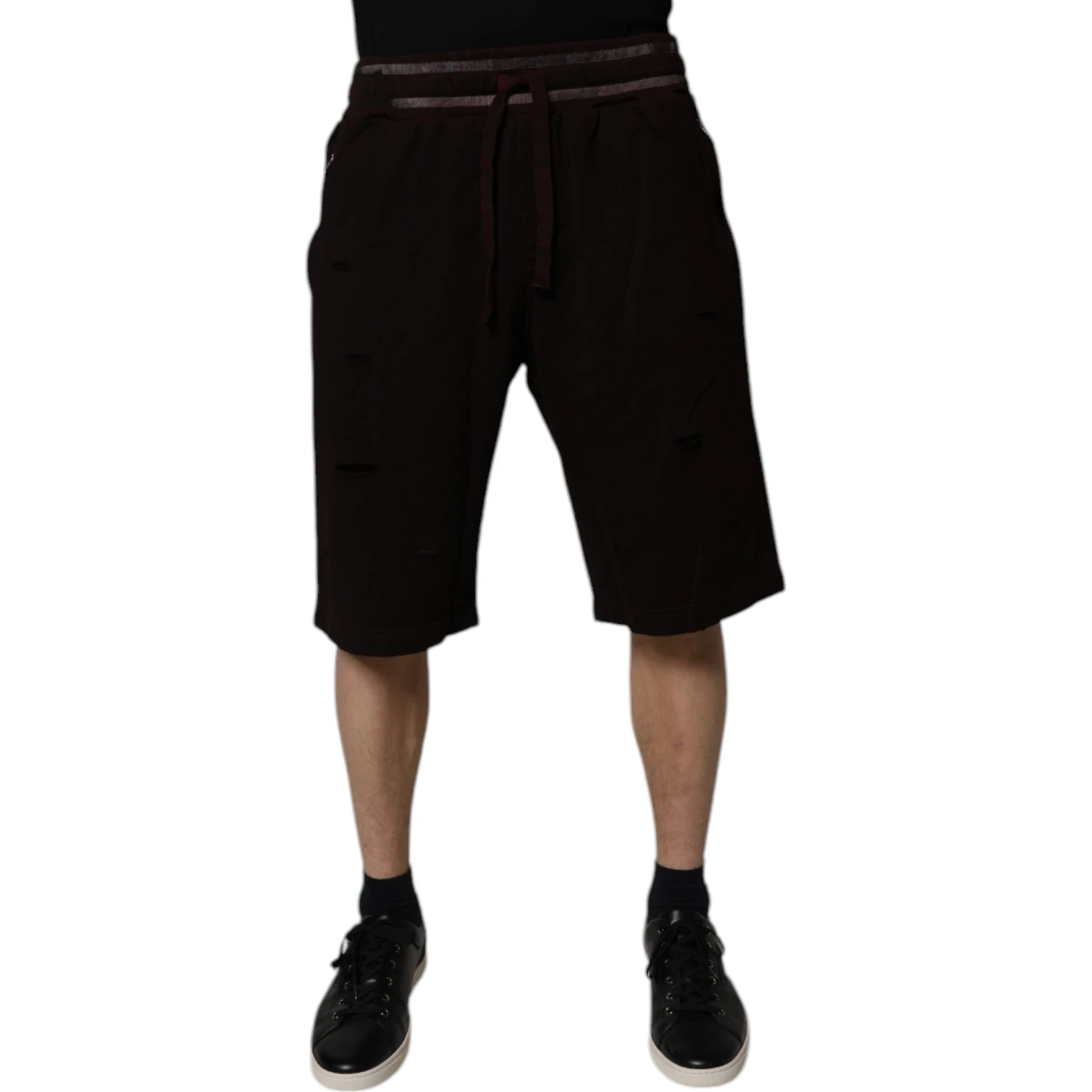 Maroon Cotton Logo Plaque Men Bermuda Shorts