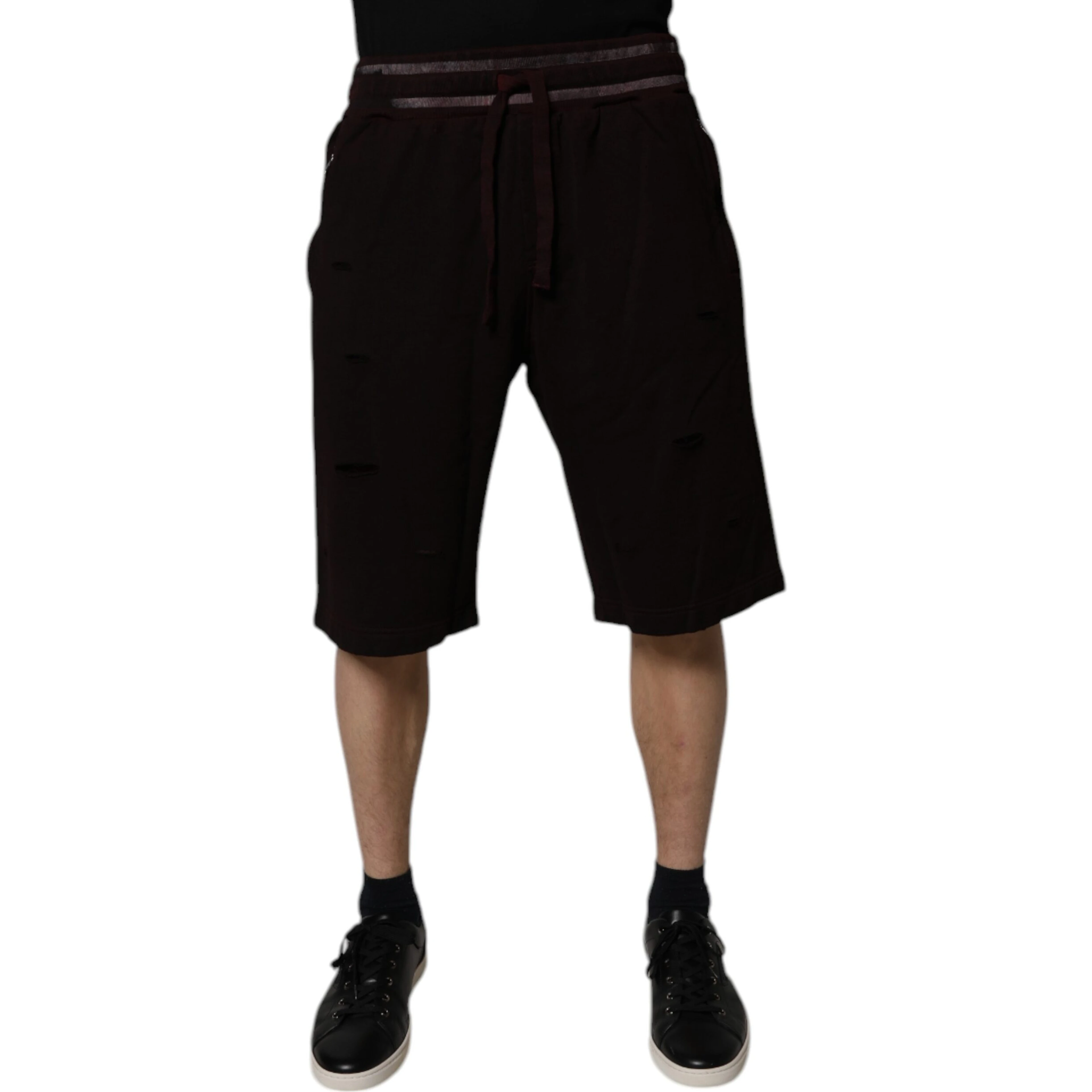Maroon Cotton Logo Plaque Men Bermuda Shorts