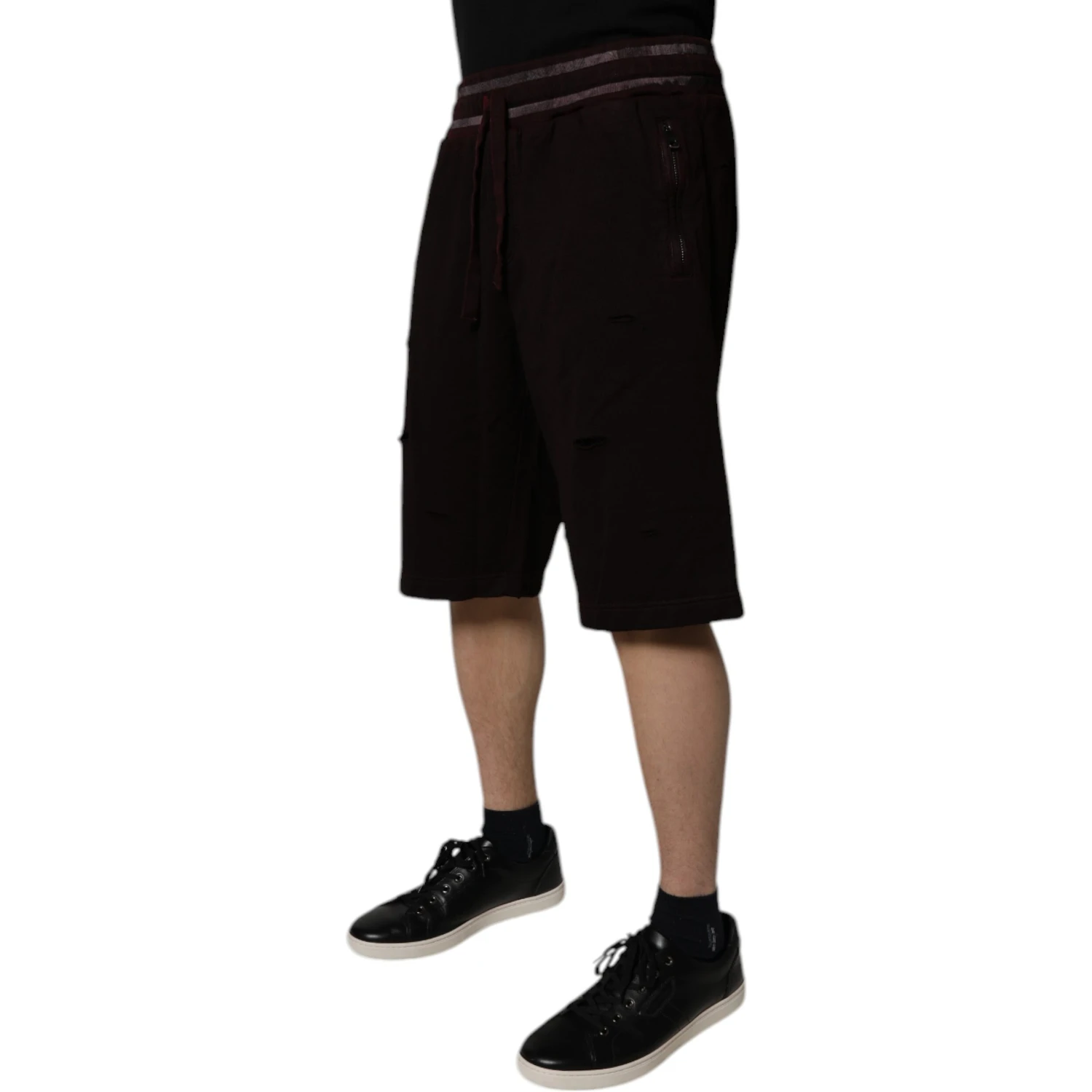 Maroon Cotton Logo Plaque Men Bermuda Shorts