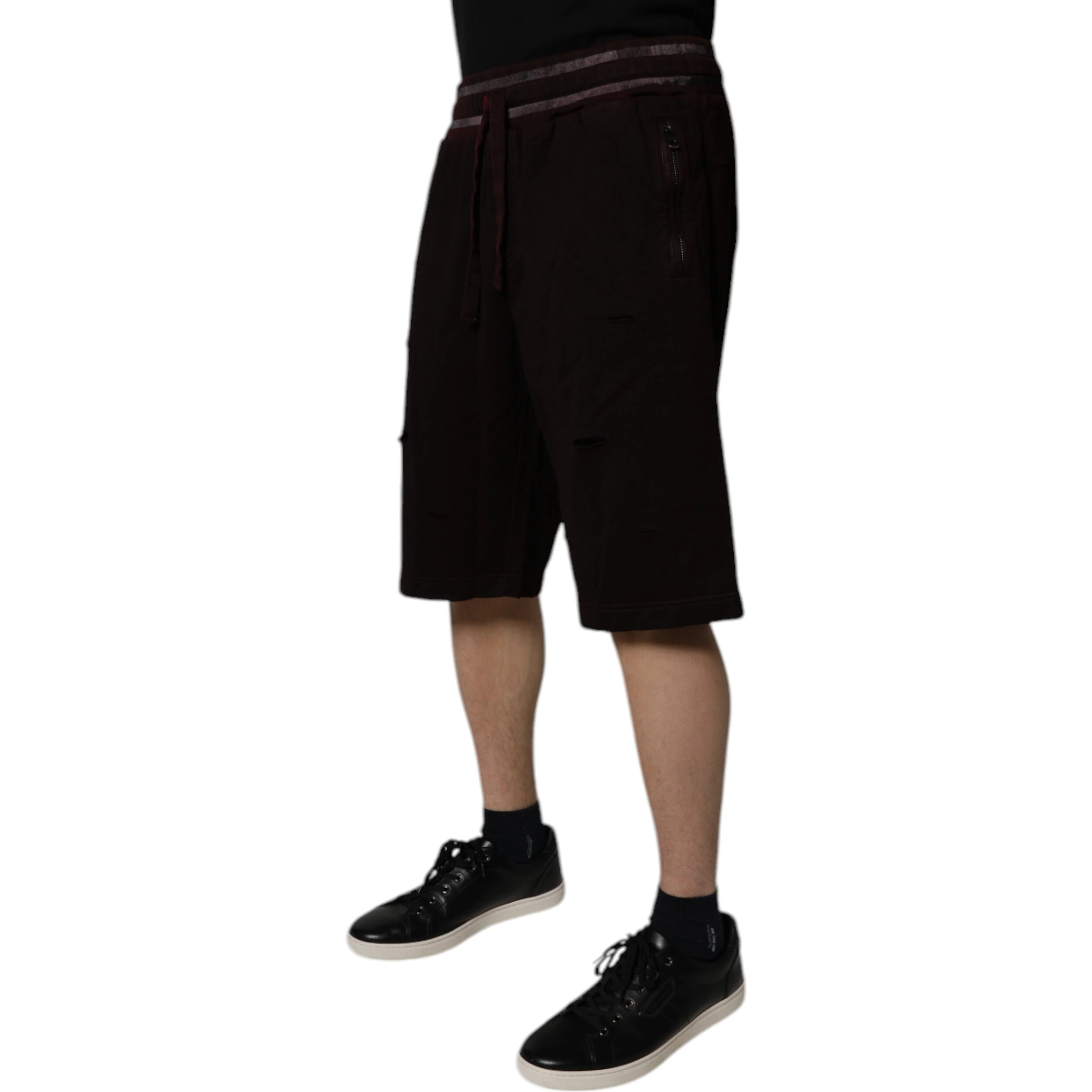 Maroon Cotton Logo Plaque Men Bermuda Shorts