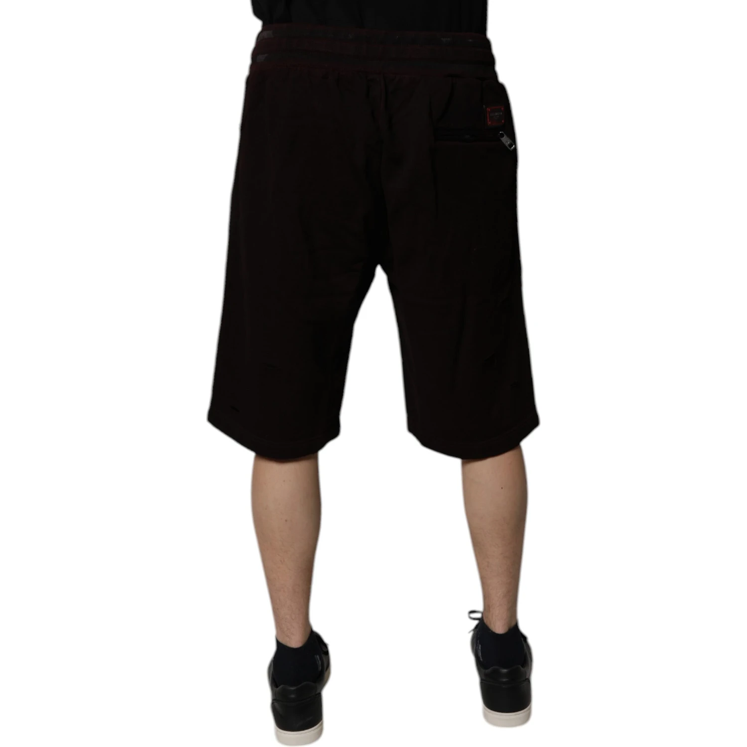 Maroon Cotton Logo Plaque Men Bermuda Shorts