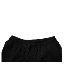 Black Cotton Logo Floral Print Bermuda Shorts
