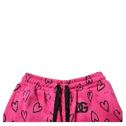 Pink Cotton Heart Print Bermuda Shorts
