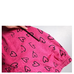 Pink Cotton Heart Print Bermuda Shorts