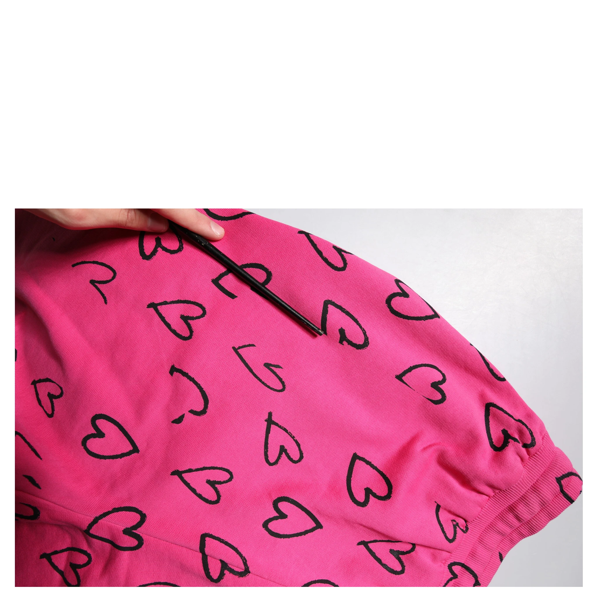 Pink Cotton Heart Print Bermuda Shorts