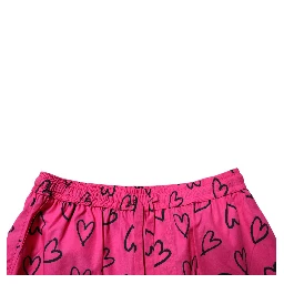 Pink Cotton Heart Print Bermuda Shorts