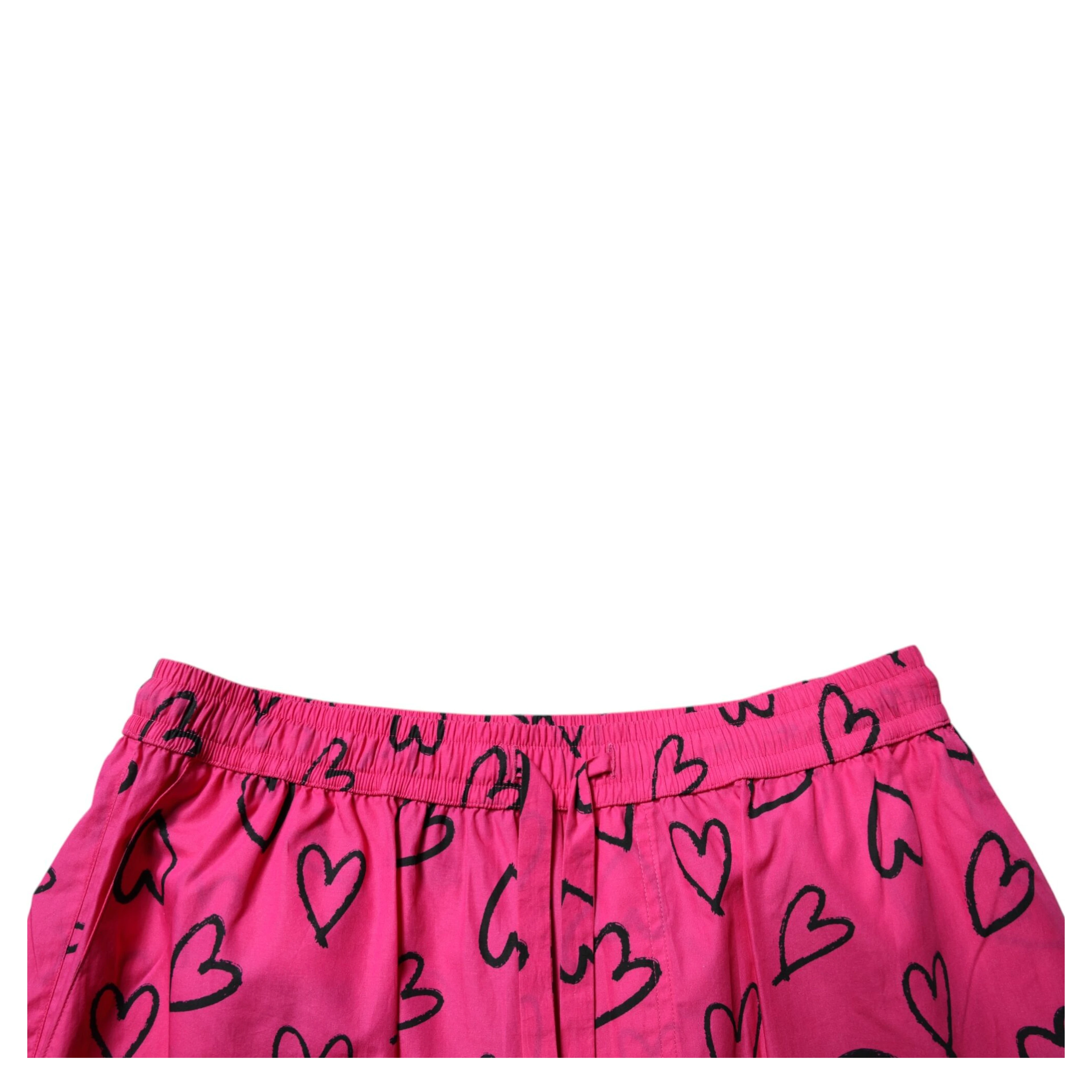 Pink Cotton Heart Print Bermuda Shorts