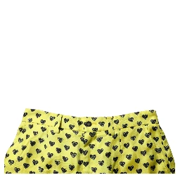 Green Silk Heart Print Bermuda Shorts