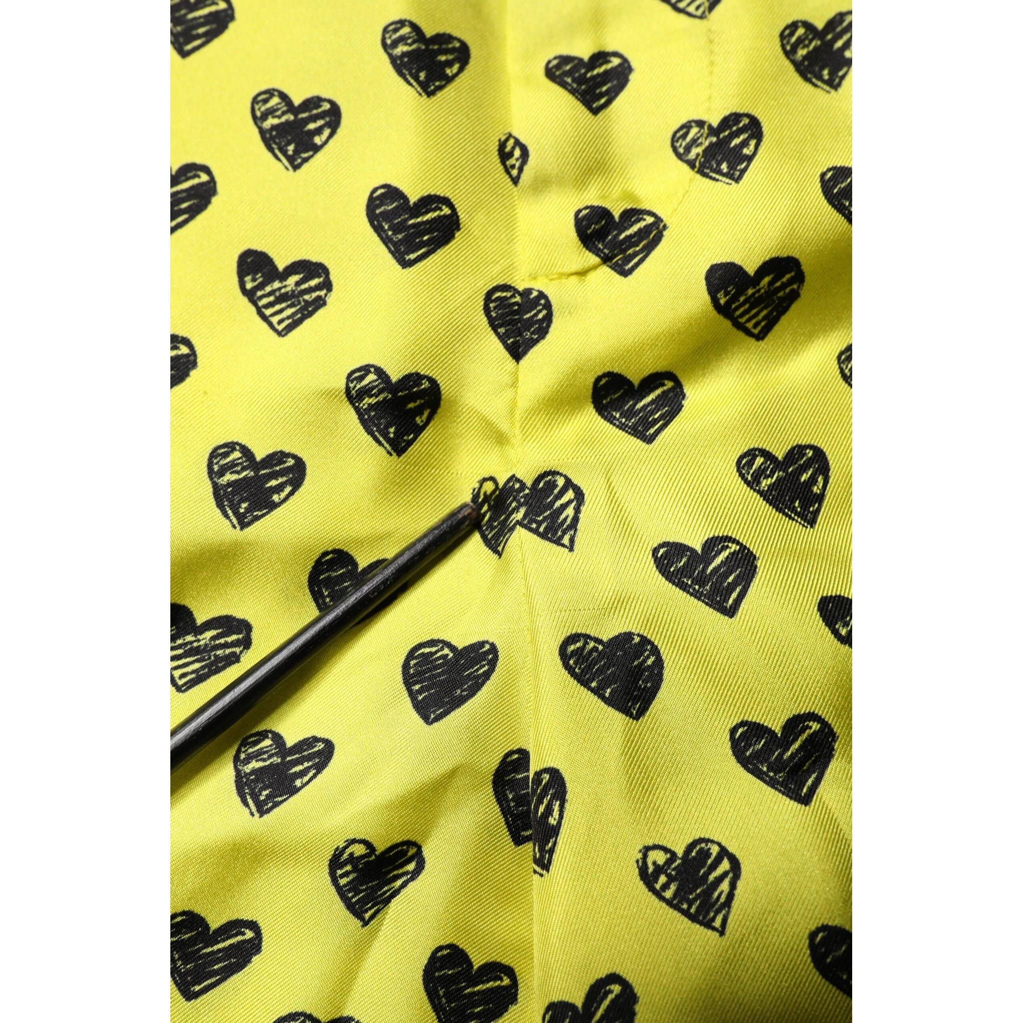 Green Silk Heart Print Bermuda Shorts