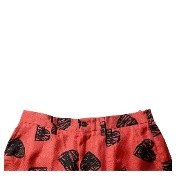 Orange Silk Heart Print Bermuda Shorts