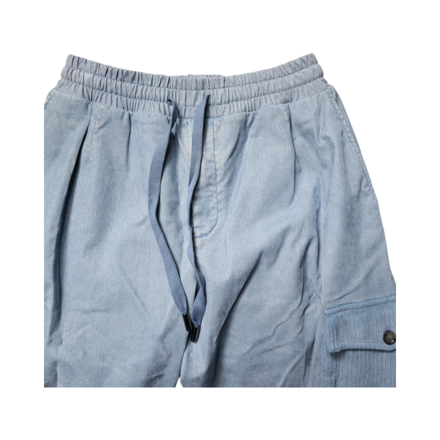 Light Blue Cotton Jogger Cargo Men Denim Pants
