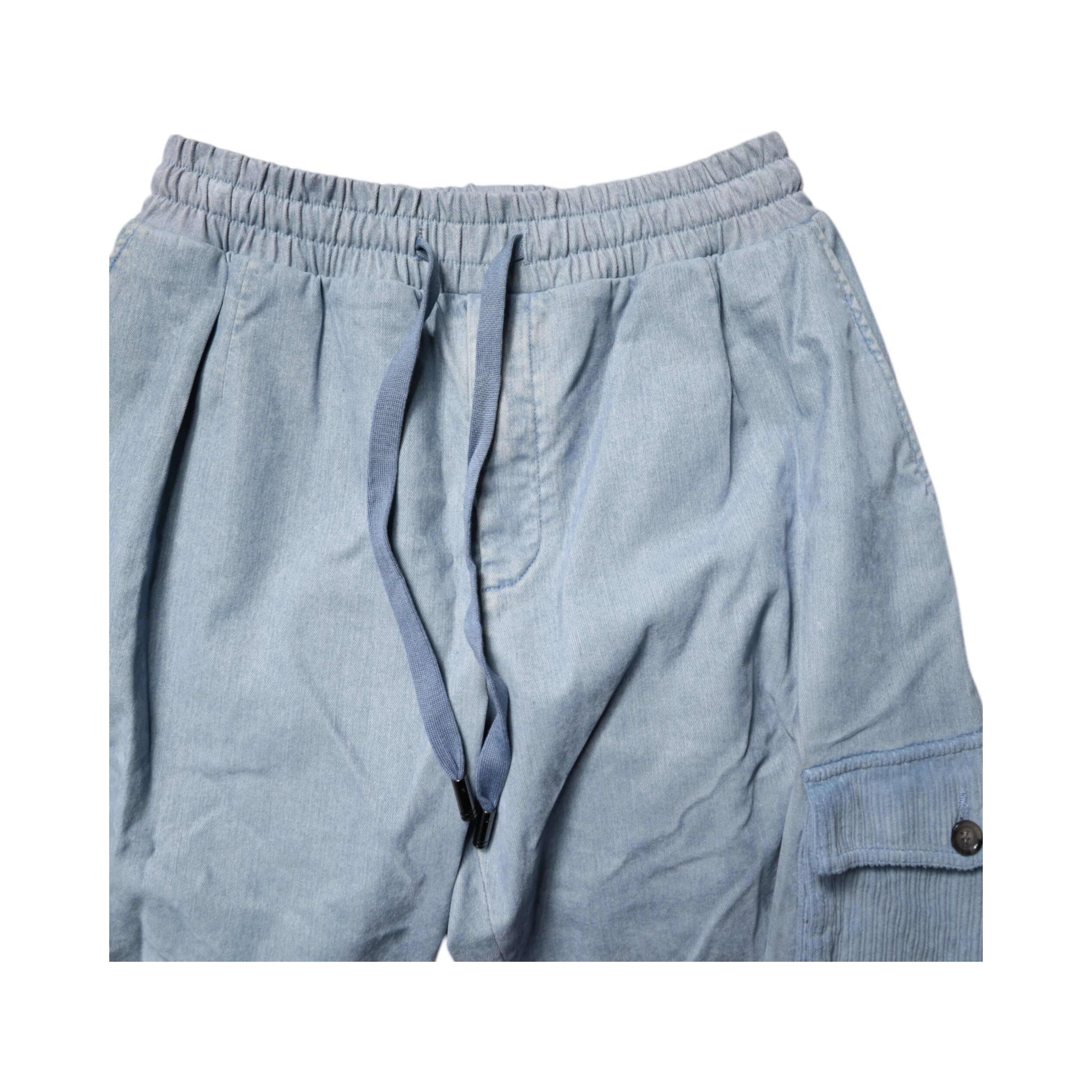 Light Blue Cotton Jogger Cargo Men Denim Pants