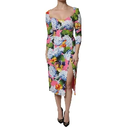 Multicolor Floral Side Slit Midi Dress