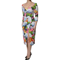 Multicolor Floral Side Slit Midi Dress