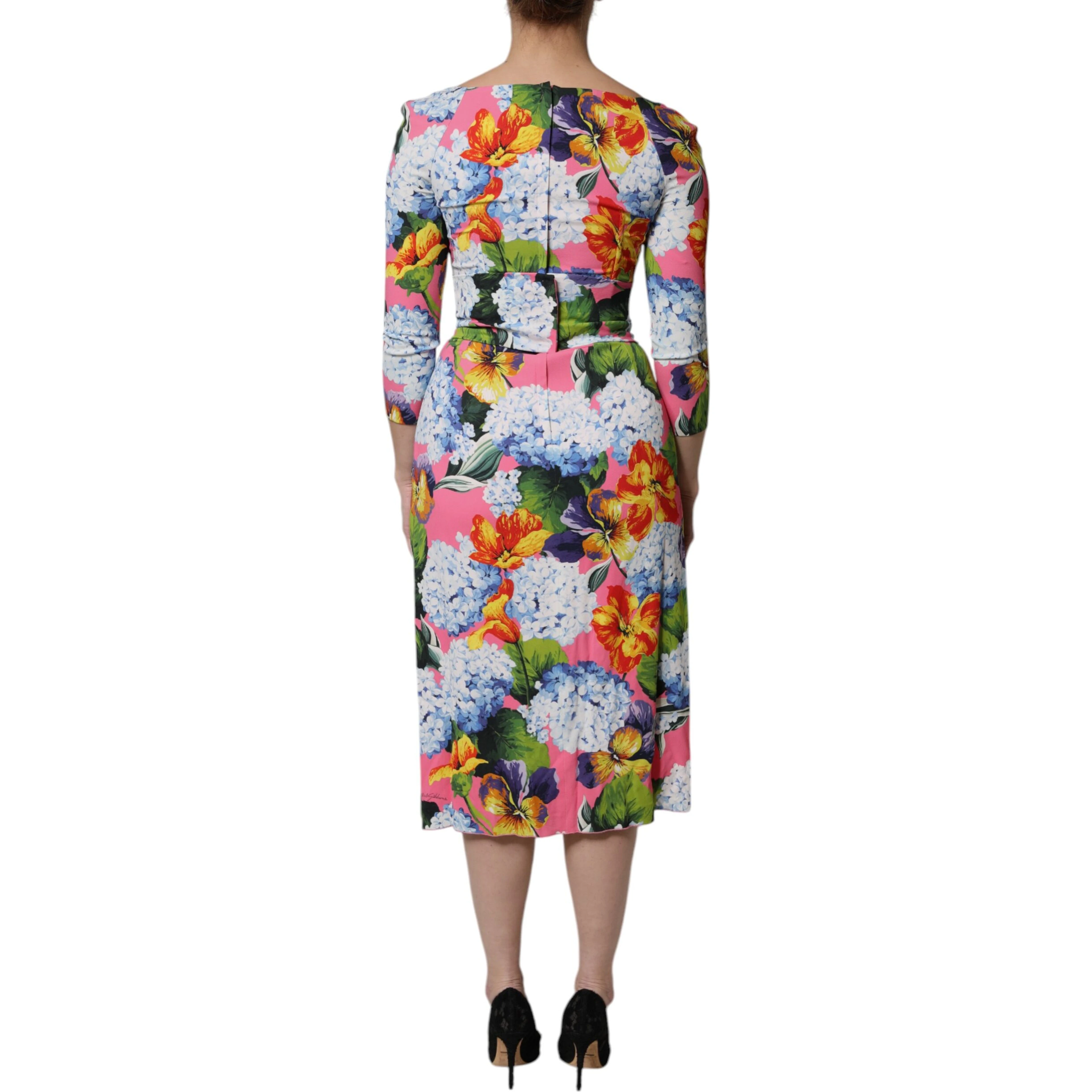 Multicolor Floral Side Slit Midi Dress