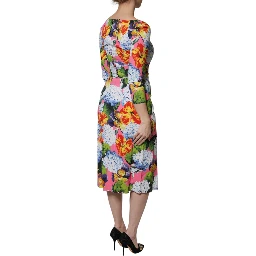 Multicolor Floral Side Slit Midi Dress