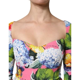 Multicolor Floral Side Slit Midi Dress