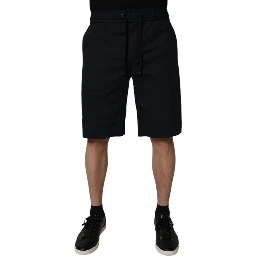 Black Cotton Sweatshorts Men Bermuda Shorts