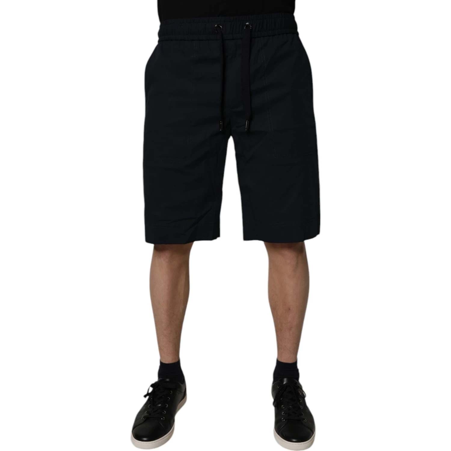 Black Cotton Sweatshorts Men Bermuda Shorts